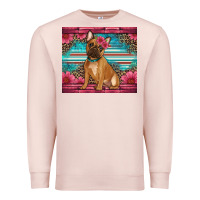Pale Pink french bulldog floral Premium Sweatshirt - Artiststas