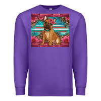 Purple french bulldog floral Premium Sweatshirt - Artiststas