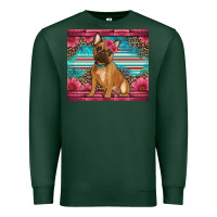 Sports Green french bulldog floral Premium Sweatshirt - Artiststas