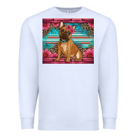White french bulldog floral Premium Sweatshirt - Artiststas