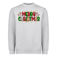 Heather Grey festive merry christmas greeting Heavyweight Sweatshirt - CowhideDigitalArt