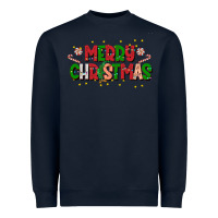 Navy festive merry christmas greeting Heavyweight Sweatshirt - CowhideDigitalArt