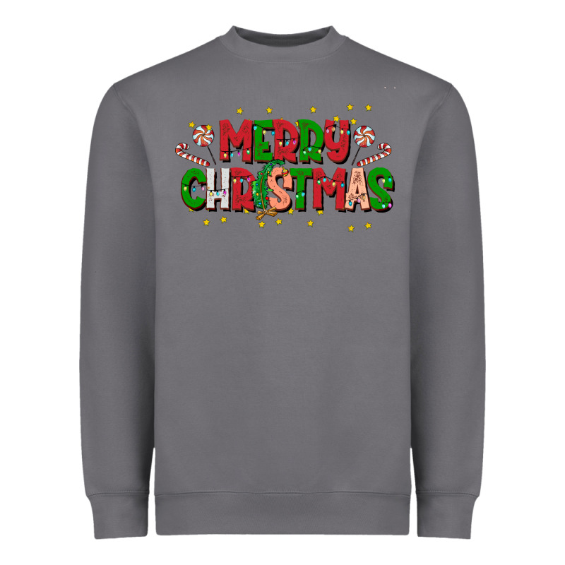 Festive Merry Christmas Greeting Heavyweight Sweatshirt by CowhideDigitalArt | Teevron