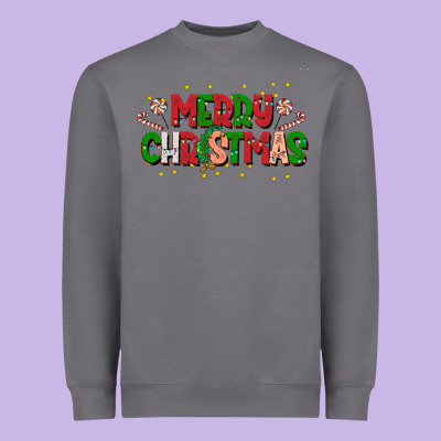 Festive Merry Christmas Greeting Heavyweight Sweatshirt Designed By Cowhidedigitalart