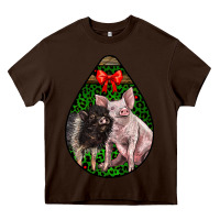 Chocolate Brown christmas pig Heavy Core Tee - LillyAllenDesigns