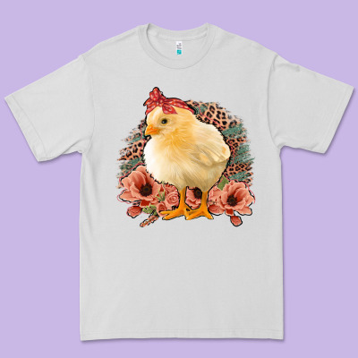 Chick With Flowers Leopard Background Premium Tee Designed By Bettercallsaul