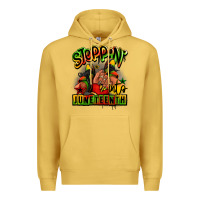Antique Gold Steppin' into Juneteenth black girl sneakers Premium Hoodie - RanaPortraitStore