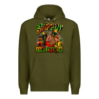 Army Green Steppin' into Juneteenth black girl sneakers Premium Hoodie - RanaPortraitStore