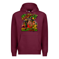 Burgundy Steppin' into Juneteenth black girl sneakers Premium Hoodie - RanaPortraitStore