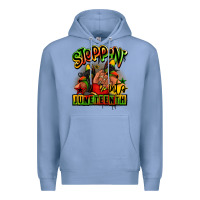 Colony Blue Steppin' into Juneteenth black girl sneakers Premium Hoodie - RanaPortraitStore