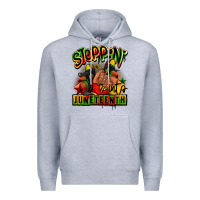 Heather Grey Steppin' into Juneteenth black girl sneakers Premium Hoodie - RanaPortraitStore