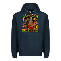 Navy Steppin' into Juneteenth black girl sneakers Premium Hoodie - RanaPortraitStore