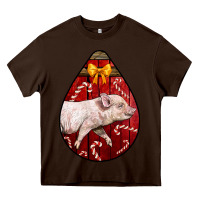 Chocolate Brown christmas pig Heavy Core Tee - LillyAllenDesigns