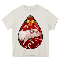 Cream christmas pig Heavy Core Tee - LillyAllenDesigns