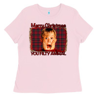 Bubblegum Pink Merry Christmas You Filthy Animal Ladies Tee - Bettercallsaul