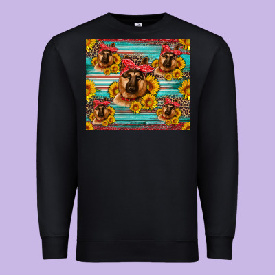 German Shepherd With Sunflowers Premium Sweatshirt Designed By Artiststas