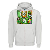Dove Grey lucky horseshoe st patricks day leopard frame Zipper Hoodie - LillyAllenDesigns