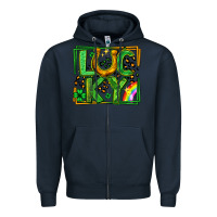 Navy lucky horseshoe st patricks day leopard frame Zipper Hoodie - LillyAllenDesigns