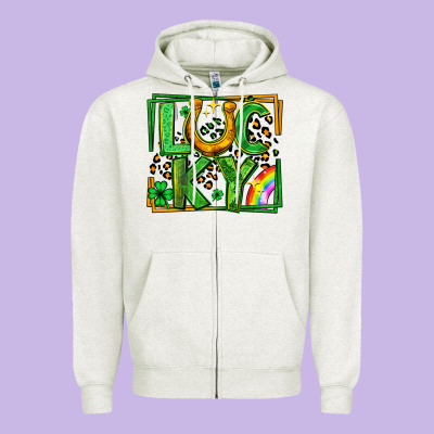 Lucky Horseshoe St Patricks Day Leopard Frame Zipper Hoodie Designed By Lillyallendesigns