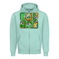 Seafoam lucky horseshoe st patricks day leopard frame Zipper Hoodie - LillyAllenDesigns