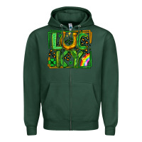 Sports Green lucky horseshoe st patricks day leopard frame Zipper Hoodie - LillyAllenDesigns