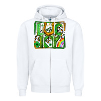 White lucky horseshoe st patricks day leopard frame Zipper Hoodie - LillyAllenDesigns