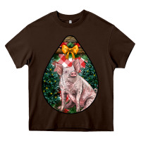 Chocolate Brown christmas pig Heavy Core Tee - LillyAllenDesigns