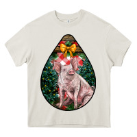 Cream christmas pig Heavy Core Tee - LillyAllenDesigns