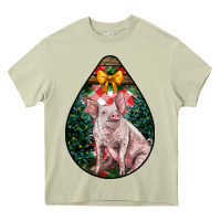 Mossy christmas pig Heavy Core Tee - LillyAllenDesigns