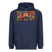 Navy school bus leopard gemstone license plate Heavyweight Hoodie - Artiststas