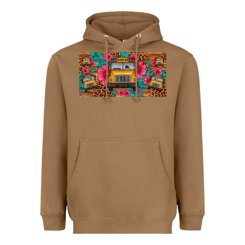 School Bus Leopard Gemstone License Plate Heavyweight Hoodie by Artiststas | Teevron
