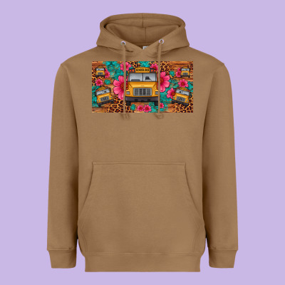 School Bus Leopard Gemstone License Plate Heavyweight Hoodie Designed By Artiststas