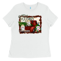 White happy holidays gnomes Christmas Truck Ladies Tee - Bettercallsaul