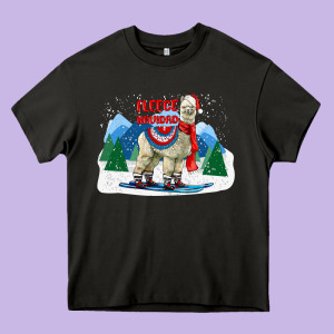 Fleece Navidad Alpaca Mountains Heavy Core Tee Designed By Lillyallendesigns