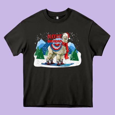 Fleece Navidad Alpaca Mountains Heavy Core Tee Designed By Lillyallendesigns