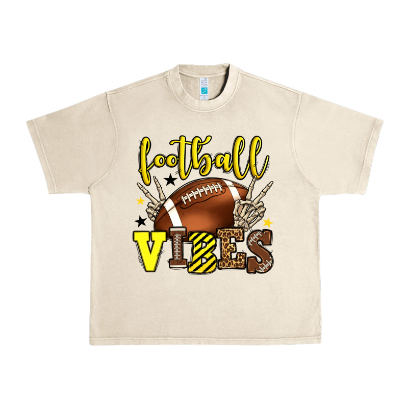 Football Vibes Yellow And Black Team Color Urban Heavy Tee by HowdyJamesFarm | Teevron
