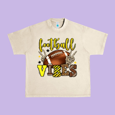 Football Vibes Yellow And Black Team Color Urban Heavy Tee Designed By Howdyjamesfarm