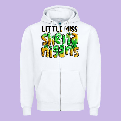 Little Miss Shenanigans St. Patrick's Zipper Hoodie Designed By Lillyallendesigns