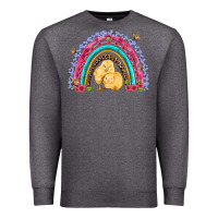 Charcoal Heather easter flowers and butterfly with chicks rainbow Premium Sweatshirt - Artiststas