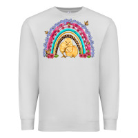 Dove Grey easter flowers and butterfly with chicks rainbow Premium Sweatshirt - Artiststas