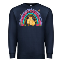 Navy easter flowers and butterfly with chicks rainbow Premium Sweatshirt - Artiststas
