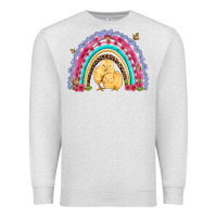 Oatmeal Heather easter flowers and butterfly with chicks rainbow Premium Sweatshirt - Artiststas