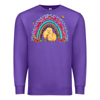 Purple easter flowers and butterfly with chicks rainbow Premium Sweatshirt - Artiststas