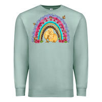 Seafoam easter flowers and butterfly with chicks rainbow Premium Sweatshirt - Artiststas