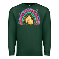 Sports Green easter flowers and butterfly with chicks rainbow Premium Sweatshirt - Artiststas