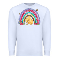 White easter flowers and butterfly with chicks rainbow Premium Sweatshirt - Artiststas