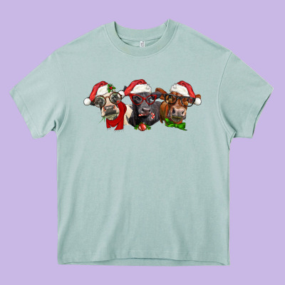 Christmas Heifers Heavy Core Tee Designed By Lillyallendesigns