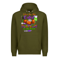 Army Green i care for the cutest pumpkins in the patch Premium Hoodie - BundleAndBundleShop