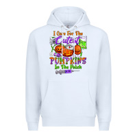 White i care for the cutest pumpkins in the patch Premium Hoodie - BundleAndBundleShop