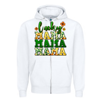 White lucky mama mama mama  St. Patrick's Zipper Hoodie - LillyAllenDesigns